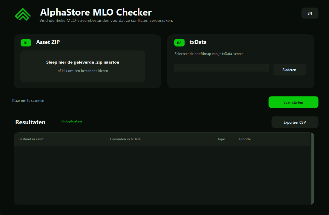 AlphaStore MLO Checker die dubbele MLO-bestanden controleert