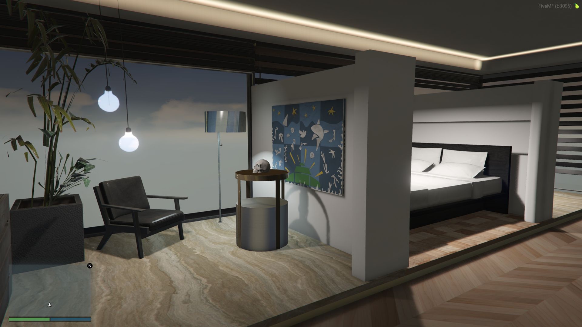 FiveM MLO penthouse red accent kitchen two level interior