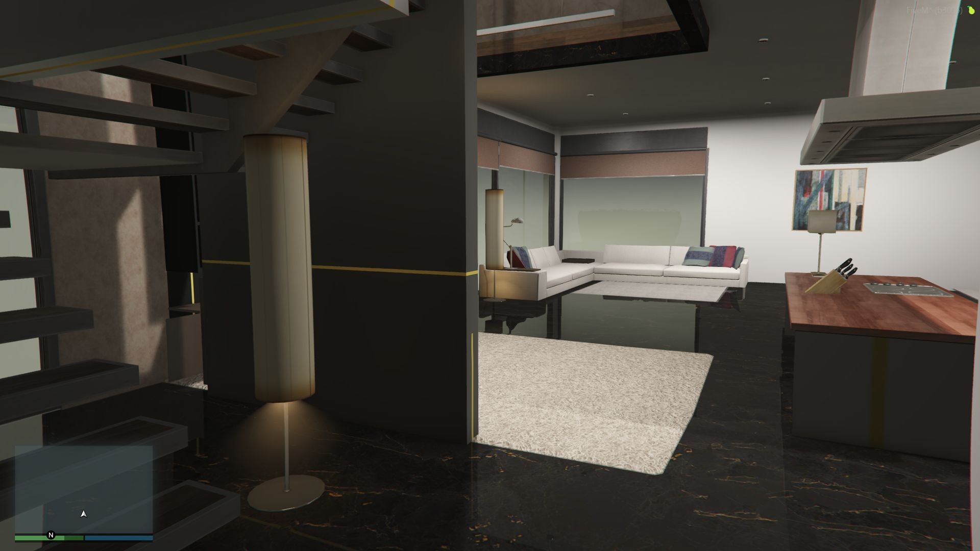 FiveM MLO penthouse white open plan kitchen dining area