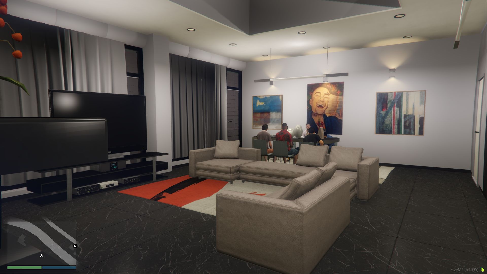 FiveM MLO trap house living room dark interior fireplace