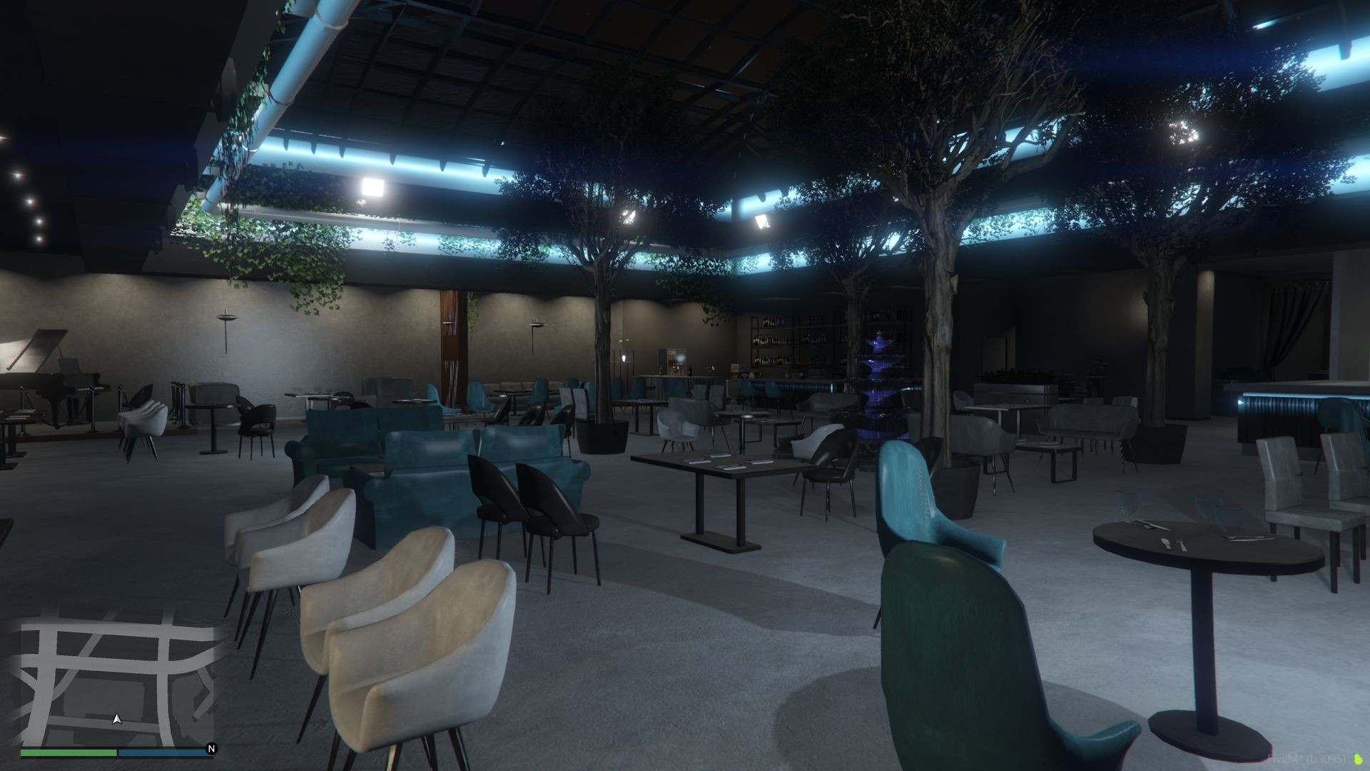 FiveM MLO Kaif restaurant teal seating blue fountain centerpiece