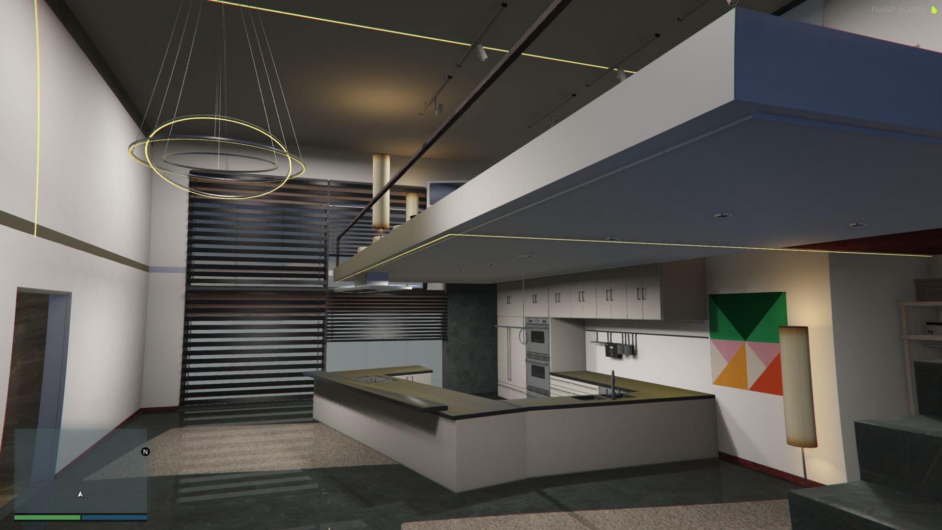 FiveM MLO dark luxury apartment spiral staircase kitchen