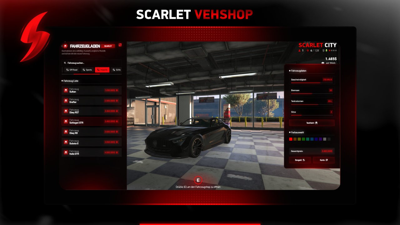 VehicleShop UI in red