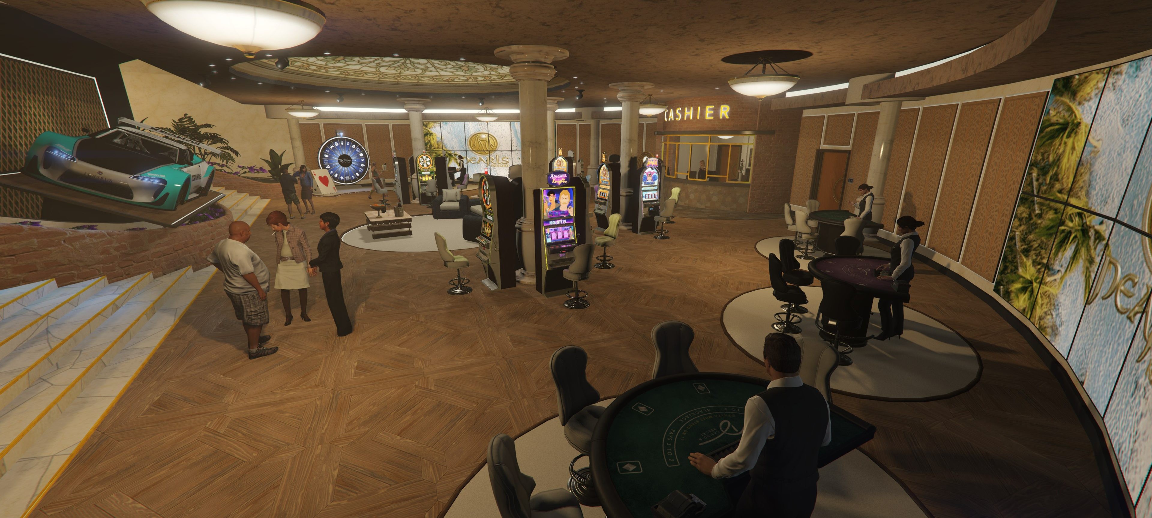 Pearl's Resort beach and casino interior