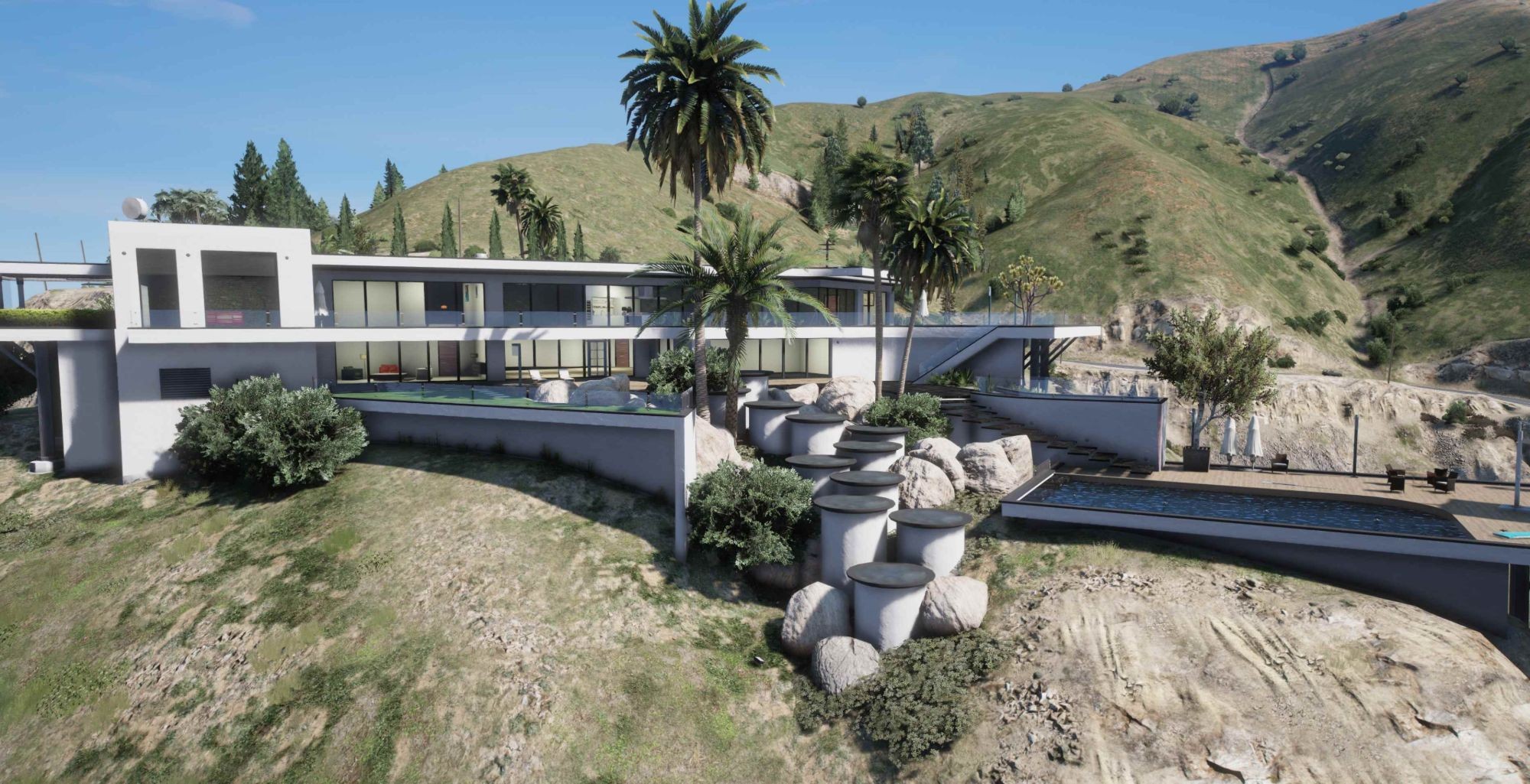 Villa contemporaine à flanc de colline avec bassin