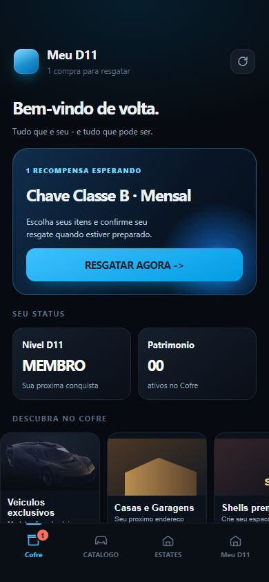 Tela inicial do app Cofre com a opção Resgatar agora